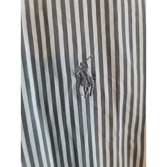 Polo Ralph Lauren Classic Fit Stretch Grey Striped Button Down Shirt LG 16 1/2 - Picture 8 of 11